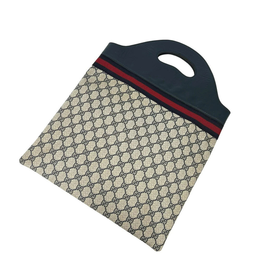 GUCCI (Old Gucci) Vintage Sherry Line GG Pattern Leather Handbag/Tote Bag, Na...